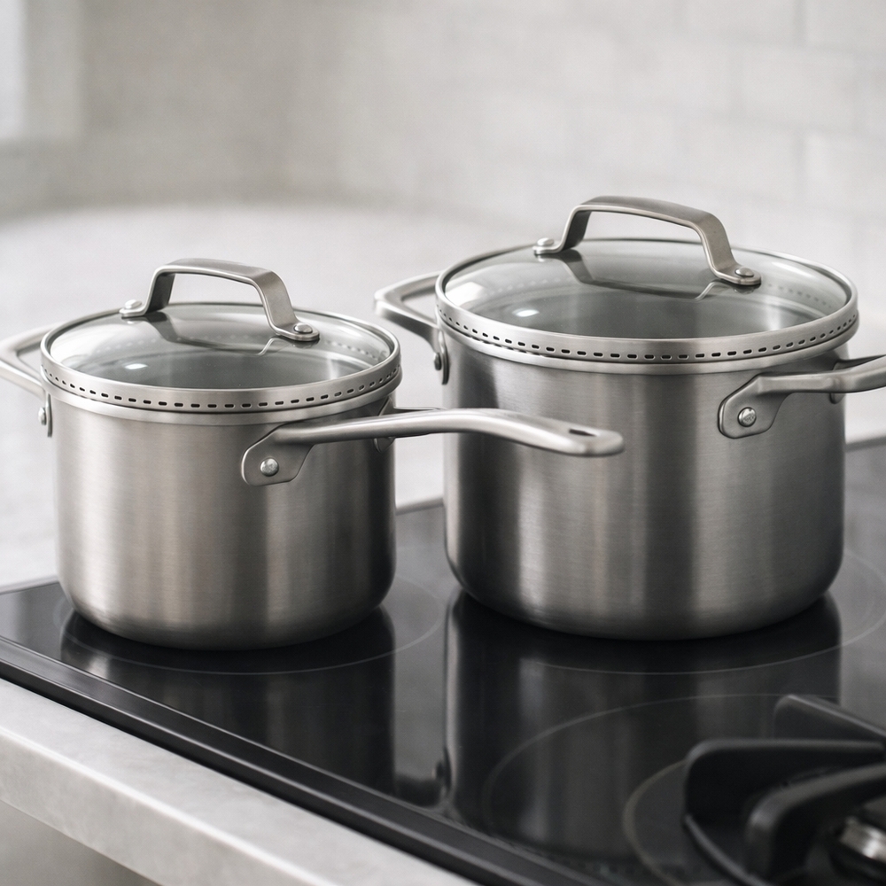 Calphalon Strainer Lids Set of 2 • fits 6" & 7" pans • Glass + Stainless